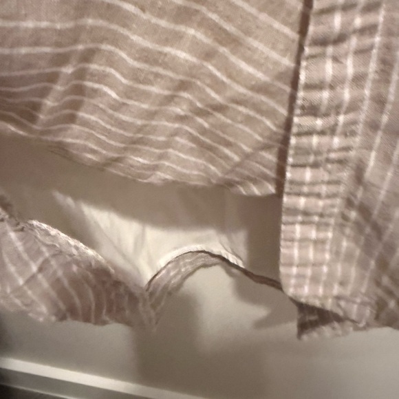 Beach Lunch Lounge Linen Blend Stripe Sleeveless Dress CoverUp Tan White Medium - Picture 4 of 10